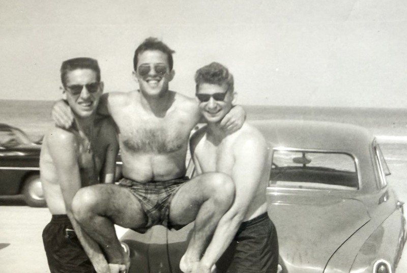 VTG 1950 Photo Handsome Affectionate Beefcake Man w Swimsuit Bulge Gay Interest