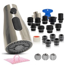 EcoKitchen5Stars Universal Pull-Down Kitchen Faucet Head  Brushed Nickel