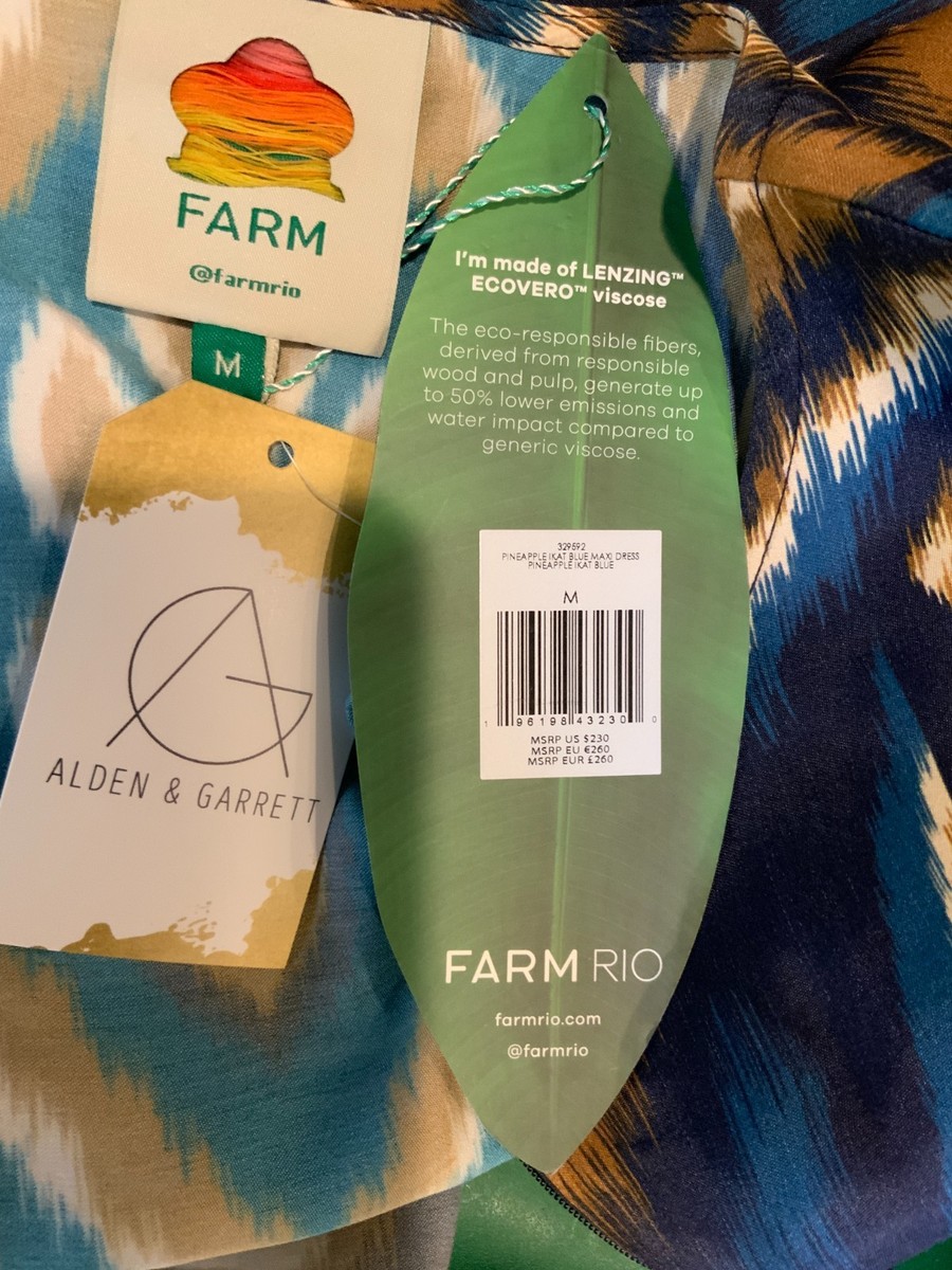 knee length dresses for ladies Blue Pineapple Ikat LENZING™ ECOVERO™ Viscose Maxi Dress – FARM Rio