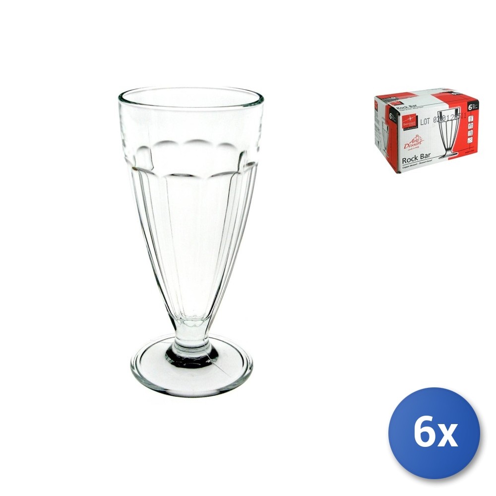 6x Transparent Glass Dessert Cups Rockbar Cl38 By Bormioli Rocco
