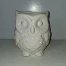 Ceramic Cute White Owl Votive Candle Holder/Planter Home Decor