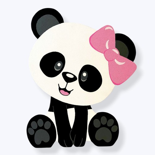 Handmade Panda Foam Cutout w Pink Bow Baby Shower, Birthday Party Decoration 24"