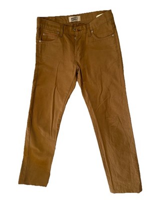 Naked & Famous Denim Super Guy Duck Canvas Selvage Jeans Brown Slim Solid 31