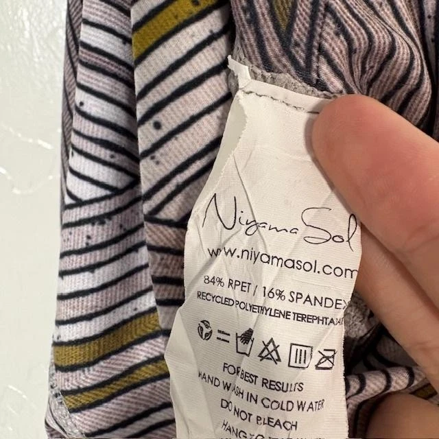 Leggings Niyama Sol Mujer Pequeños Gris Marrón Abstracto Rayas Tiro Alto Yoga Foto 4 de 4