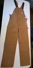 VTG Carhartt Bib Overalls Mens 32x34 R01 BRN Double Knee USA Workwear