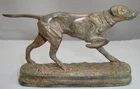 Art Nouveau Style Statue Sculpture Dog Setter Wildlife Art Deco Style Bronze Sig