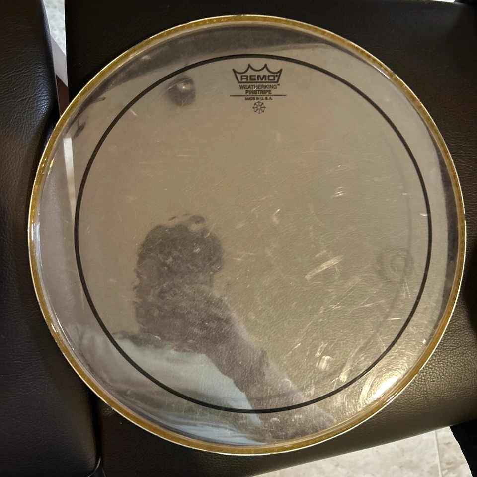 13” 8 Lug Ludwig Drum Rim Triple Flange Pair (Set of 2) Remo Pinstripe Drum Head - Image 4 of 4