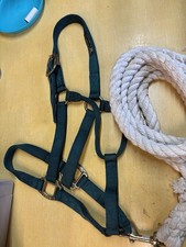 Large Nylon Halter Double D - 1  Thick Cotton Lead Rope 7  Long Clean Used 1x