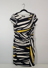 Ellen Tracy Womens Zebra Knee Length Dress Size 6 M Black Yellow White Workwear
