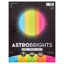 Bright Paper, 8.5 x 11", 24 lb/89 Gsm, 5-Colors, 100 Sheets, Item 98768