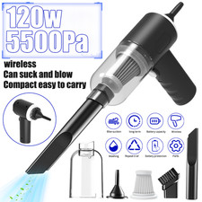2-in-1 Car Vacuum Cleaner Air Duster 120W Wet/Dry Cordless Handheld Cleaning