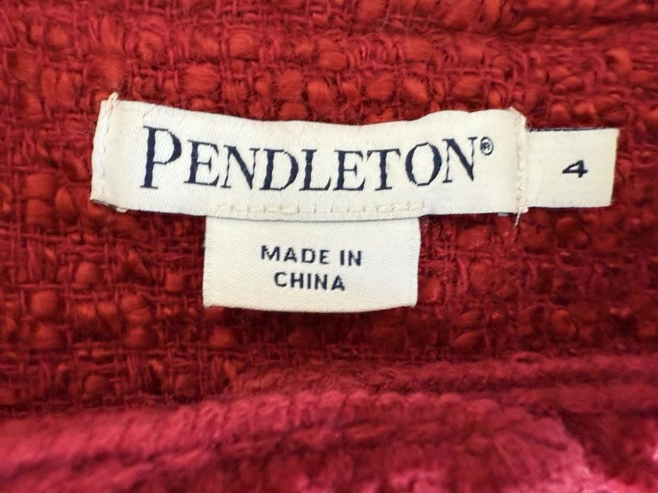 Chaqueta Pendleton Mujer 4 Rojo Tweed Boucle Recortada Blazer Mezcla Lana Traje Foto 2 de 3