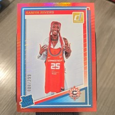 2025 Donruss WNBA #92 Saniya Rivers Red Holo 080/299 RC Connecticut Sun Rookie