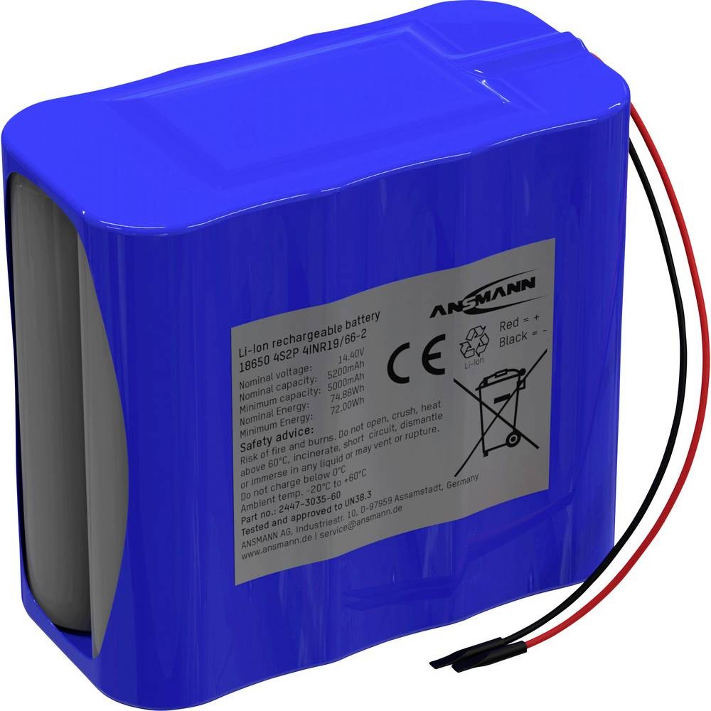 Pack de piles 18650 Li-Ion 14.4V 5200mAh Ansmann pour rénovation batterie