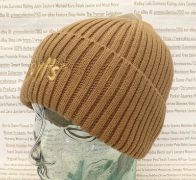 Levi's Turn-Up Beanie Herren camel Baumwolle Totenkopf Mütze gerippt bestickt Kappe neu mit Etikett