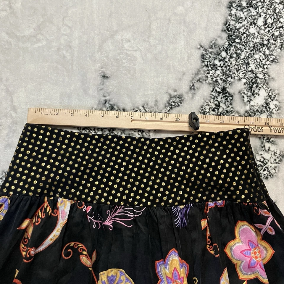 Falda Trina Turk Mujer Talla 4 Estampado Floral Seda Negra Multi Forrada Foto 2 de 4
