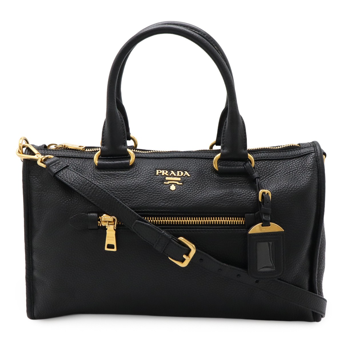Prada Handbag Tote Bag 2Way Shoulder Crossbody Leather Nero Black