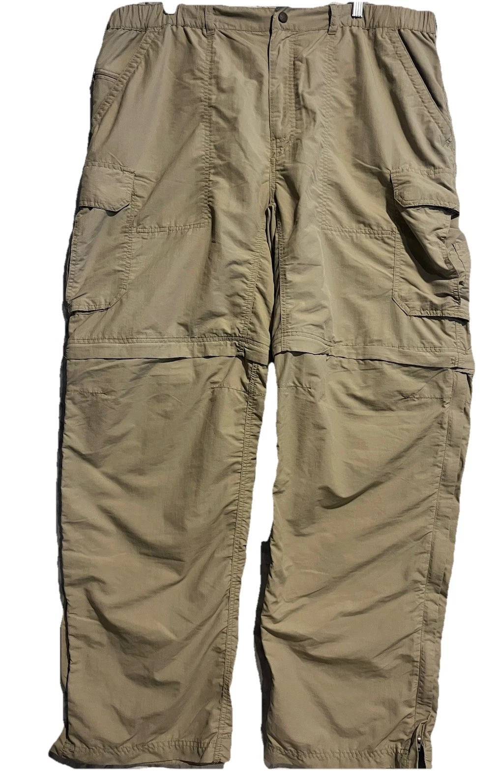 REI Men's UPF 50+ Sahara Convertible Cargo Khaki Brown Hiking Pant XXL-34