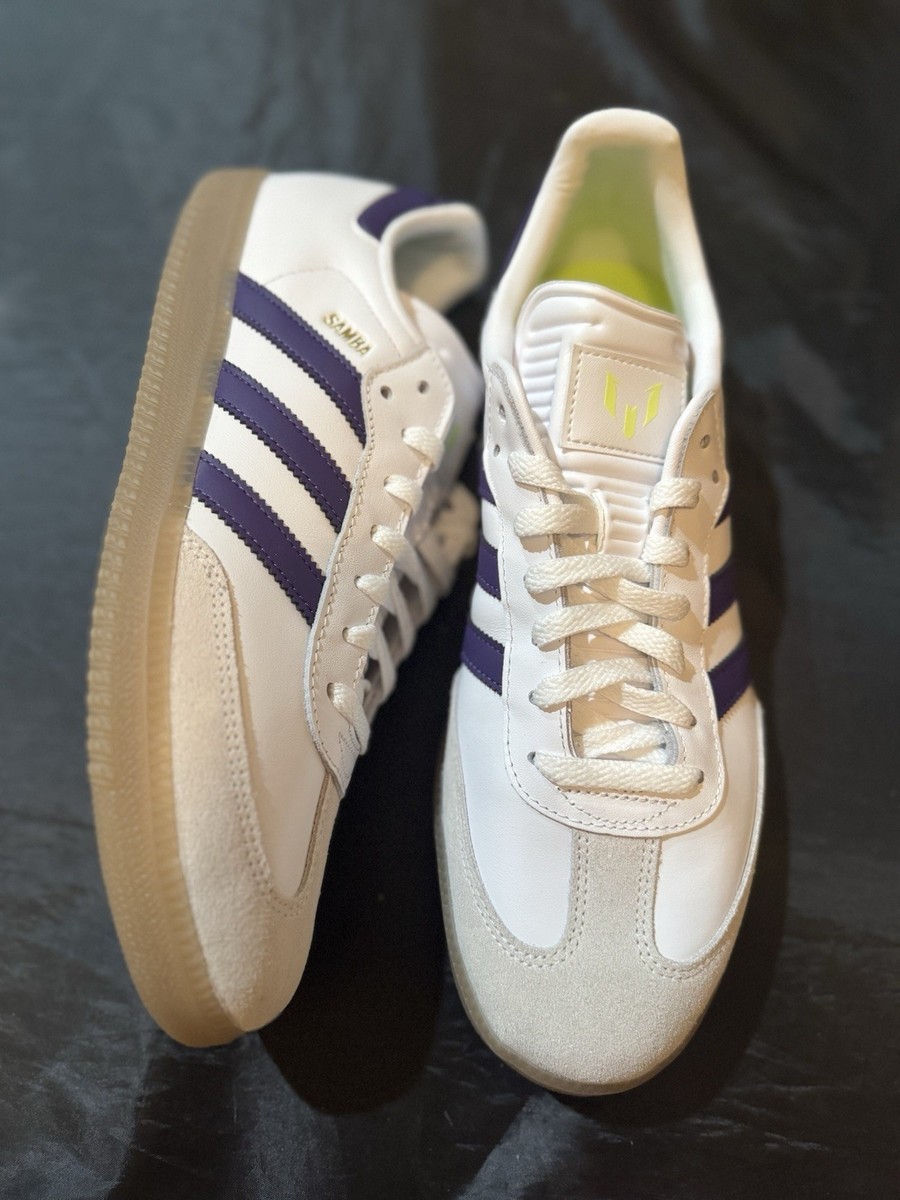 11.5M adidas Samba Messi Indoor Soccer Shoes White Purple