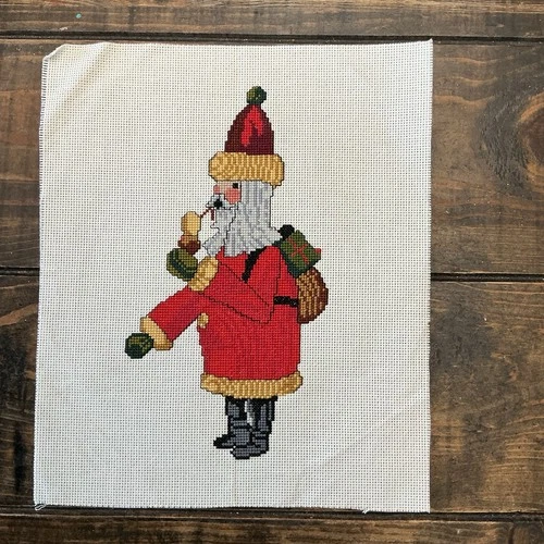 Completed Counted Cross Stitch Santa Christmas