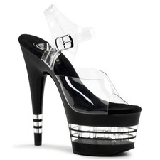 Pleaser Flirty Clear Line Platform Ankle Strap High Heels Adult Womenadore/708Ln