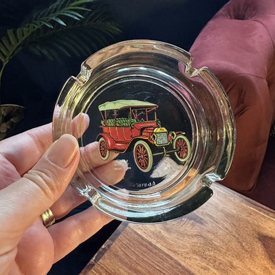 Oldtimer Ford Model T 1914 Glas Aschenbecher Made In France Retro Auto Tobacciana