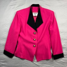 Kasper A.S.L Petite Pink Blazer Black Contrast Lapel Gold Buttons 10P Academia