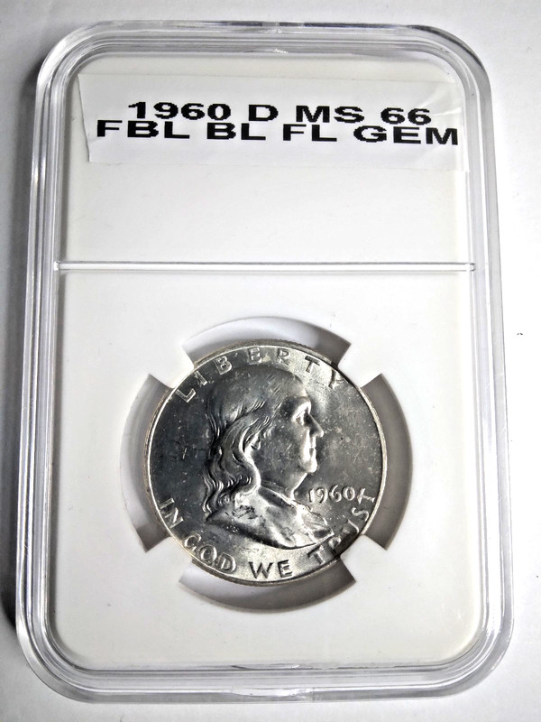 1960 d franklin half dollar fbl, brillant fields, uncirculated, specimen