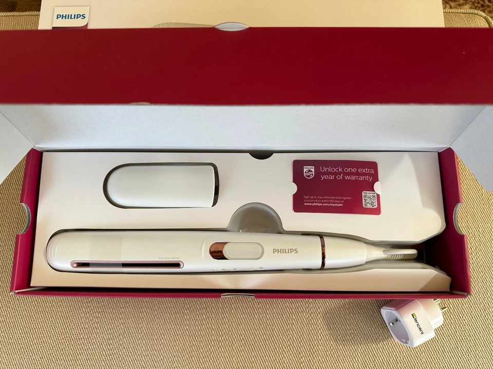 Nuevo en caja: Philips Prestige con plancha de pelo SenseIQ y bolsa enchufe UE Foto 3 de 4