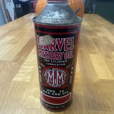 VINTAGE MARVEL MYSTERY OIL~ 16 FL OZ Pint Tin Cone Top Advertising Gas