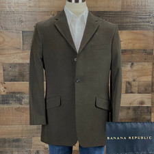 Banana Republic Sport Coat Suit Jacket 44R Modern Fit Brown Check Cotton Blazer