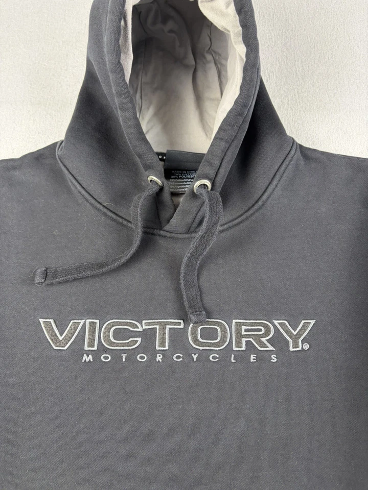 Sudadera Victory Motorcycles Para Hombre Talla Mediana Negra Pullover Sudadera con Capucha Motociclista Foto 2 de 4