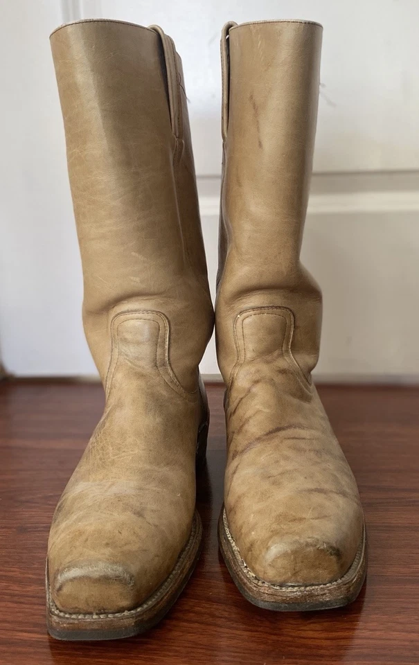 Botas Campus De Colección Años 70 FRYE Cuero Marrón Punta Cuadrada Etiqueta Negra Hechas en EE. UU. 11B Foto 4 de 4