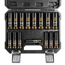 15-Piece 1/2" Drive Deep Impact Socket Set, Metric Sockets (8-22mm), CR-MO Steel