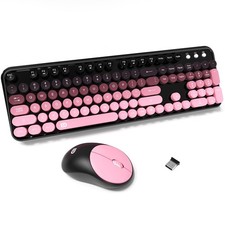 Wireless Keyboard and Combo, Cute Colorful Keyboard and , Full-Size Typewrite... thumbnail