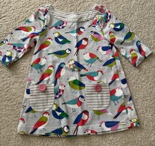 Mini Boden Girl Tunic Dress 3/4 Sleeve Birds Size 3-4 Year