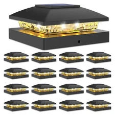 4X4 Solar Post Cap Light 16PackSolar Fence - Post Lights Outdoor Waterproof for