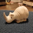 Vtg Enesco Rhino Bird Figurine Nightlight 1990 S. Butcher Design Precious Moment — photo 1