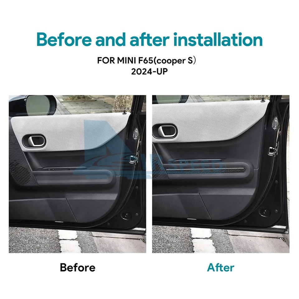 Para MINI F65 2024-2025 apoio de braço decorativo de porta de fibra de carbono macio real tira - Imagem 2 de 4