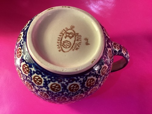 Boleslawiec Pitcher with Spout and Handle 1 Quart Hand Made in Poland - Picture 9 of 11