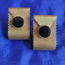 Vtg Anson Cuff Links12K GF Black Onyx Masculine Formal Classic Distinctive Style