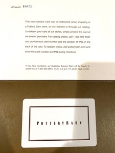Pottery Barn Gift Card 369 72 Williams Sonoma Pbteen West Elm
