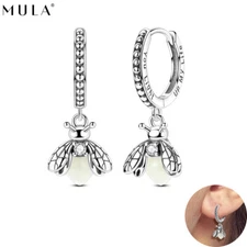 MULA 925 Sterling Silver Luminous Firefly Hoop Earrings AAA CZ For Women Jewelry
