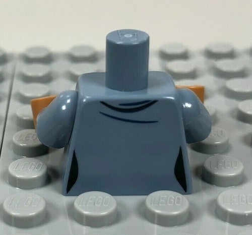 LEGO Female Minifigure Sand Blue Torso Scarf Dress Top Lapels Medium Dark Flesh - Picture 4 of 5