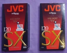 JVC T-120 SX 6-Hour High Performance Blank Video VHS Tapes - NEW SEALED Lot of 2