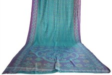 FNC Vintage Saree Indian Tarkus Woven Ikat Blend Silk Sari Craft Fabric 5YD