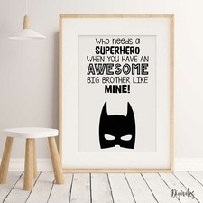 NURSERY BEDROOM CHILDREN'S WALL ART Batman superhero QUALITY art print