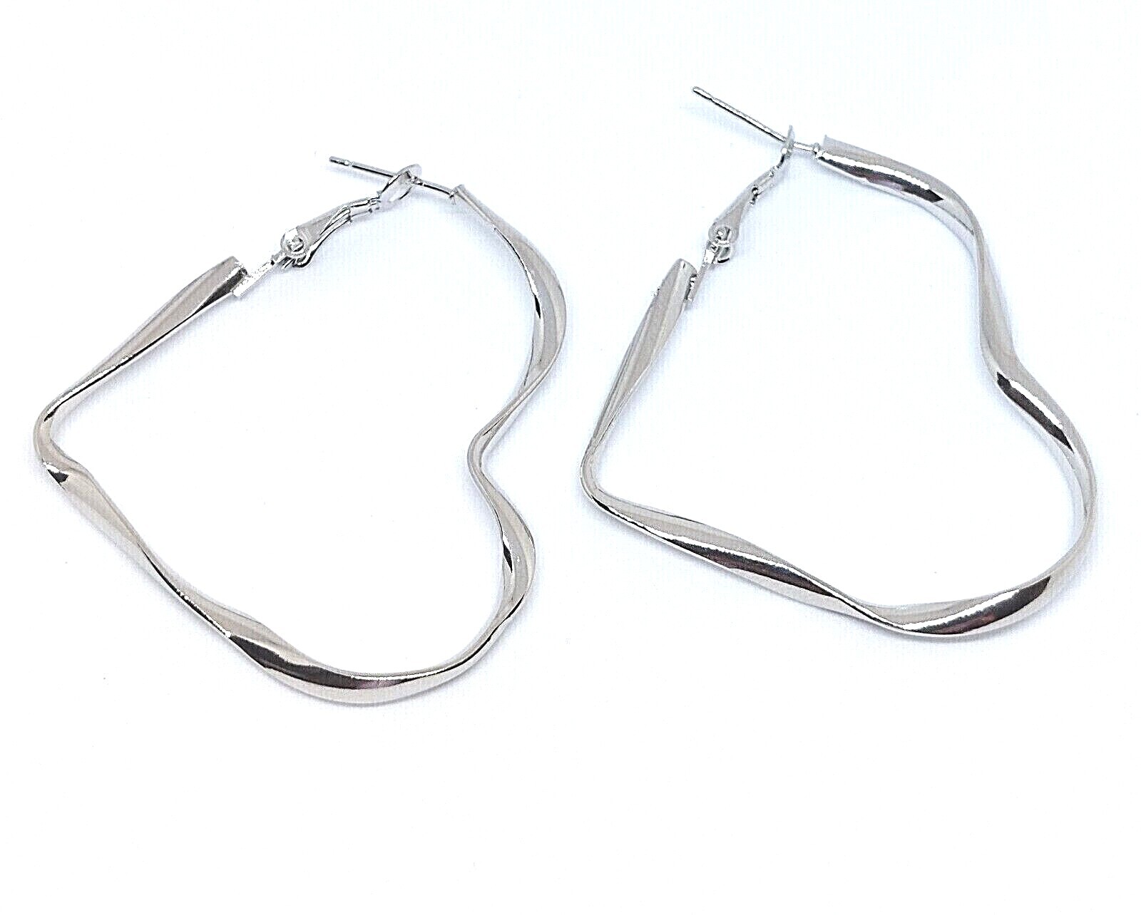 Twisted Heart Hoop Earrings in Silver and Gold Minimalist Boho Style Jewelry for Women-image
