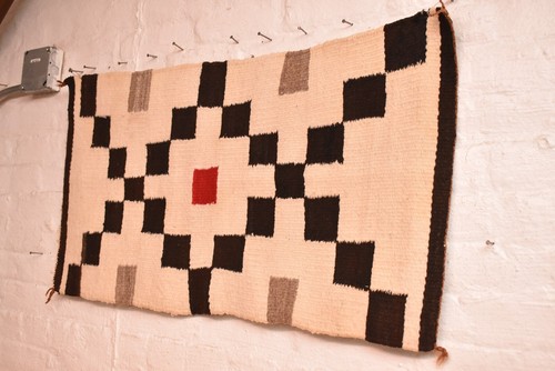 Antico tappeto Navajo nativi americani indiani tessitura tessuto di transizione 36x20 vintage - Foto 3 di 9