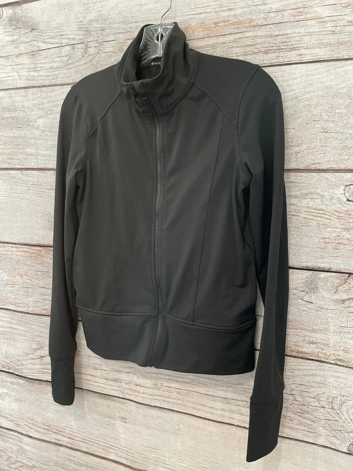 Gaiam Black Full Zip Activewear Jacket Thumbholes Pockets EUC Women's Size XS - Image 3 of 4